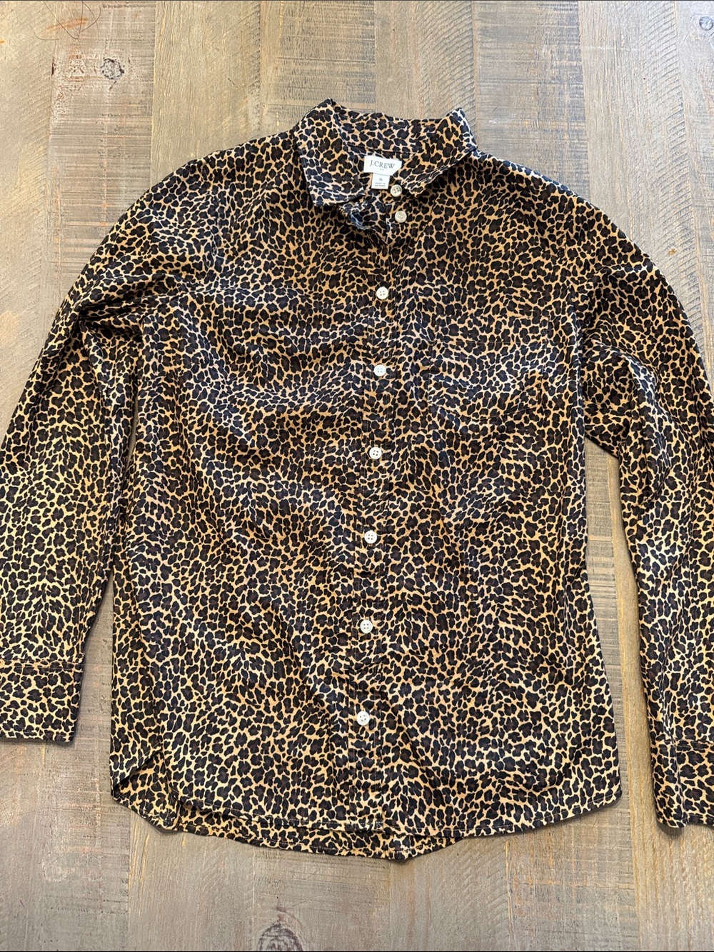 J. Crew Leopard Print Button-Down Shirt - Black & Brown